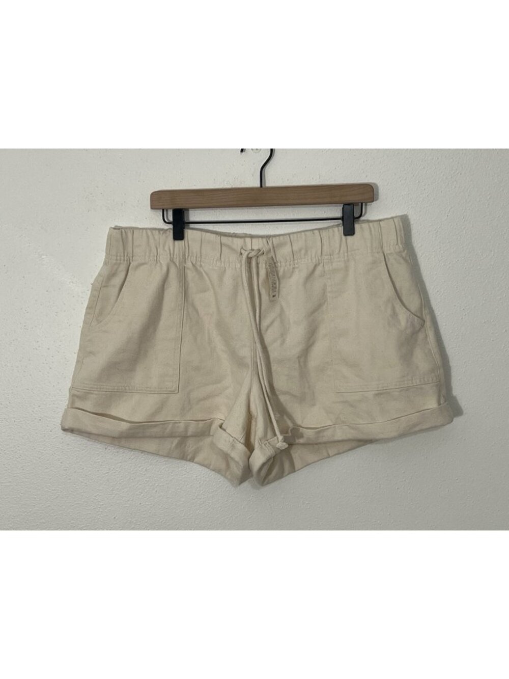 NWT Aerie Cream Ivory Cotton Blend Shorts Size XL Drawstring